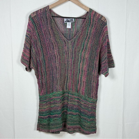 Vintage 212 New York Multicolor Open Knit Sweater Top Size L Boho Y2K USA - Picture 1 of 8